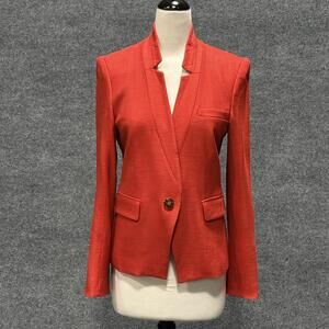 Veronica Beard Farley Dickey Blazer Women 8 Red Textured Jacket Snake Lining